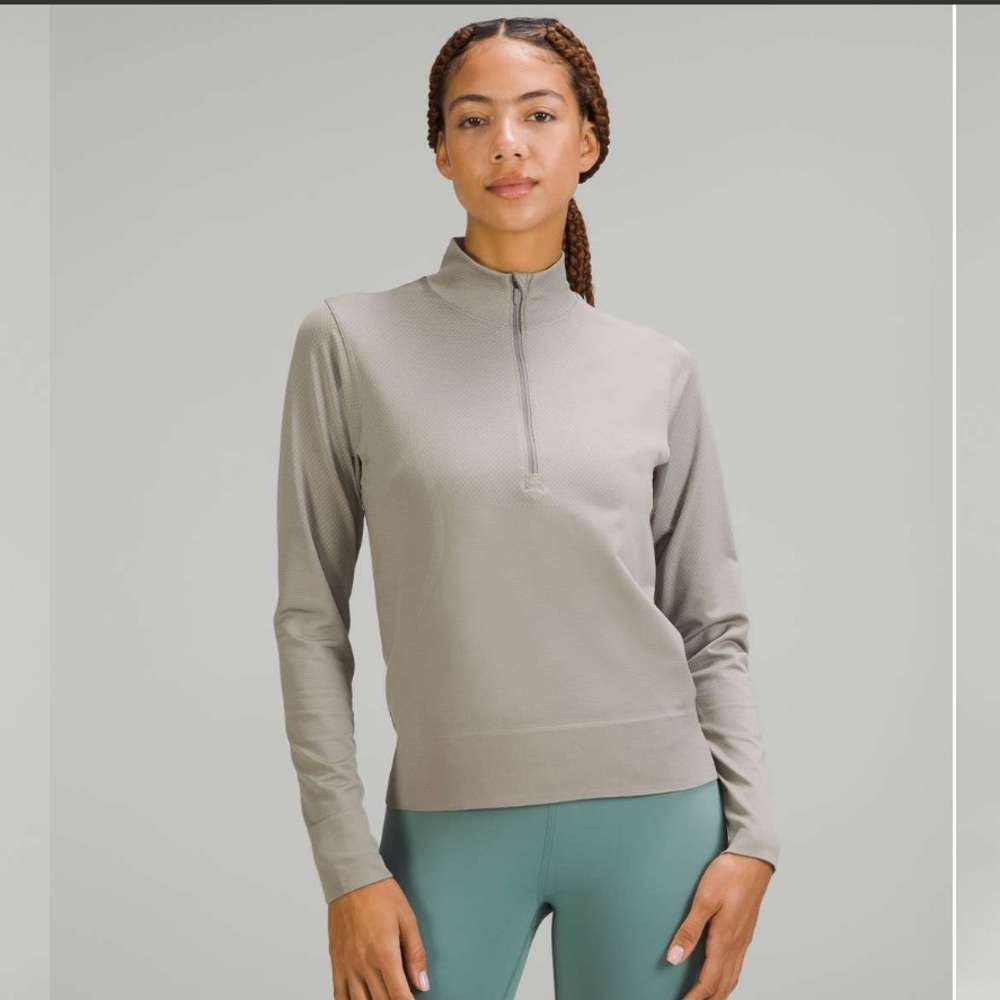 Lululemon Swiftly Relaxed Half Zip Size 10 Gull Grey/White
